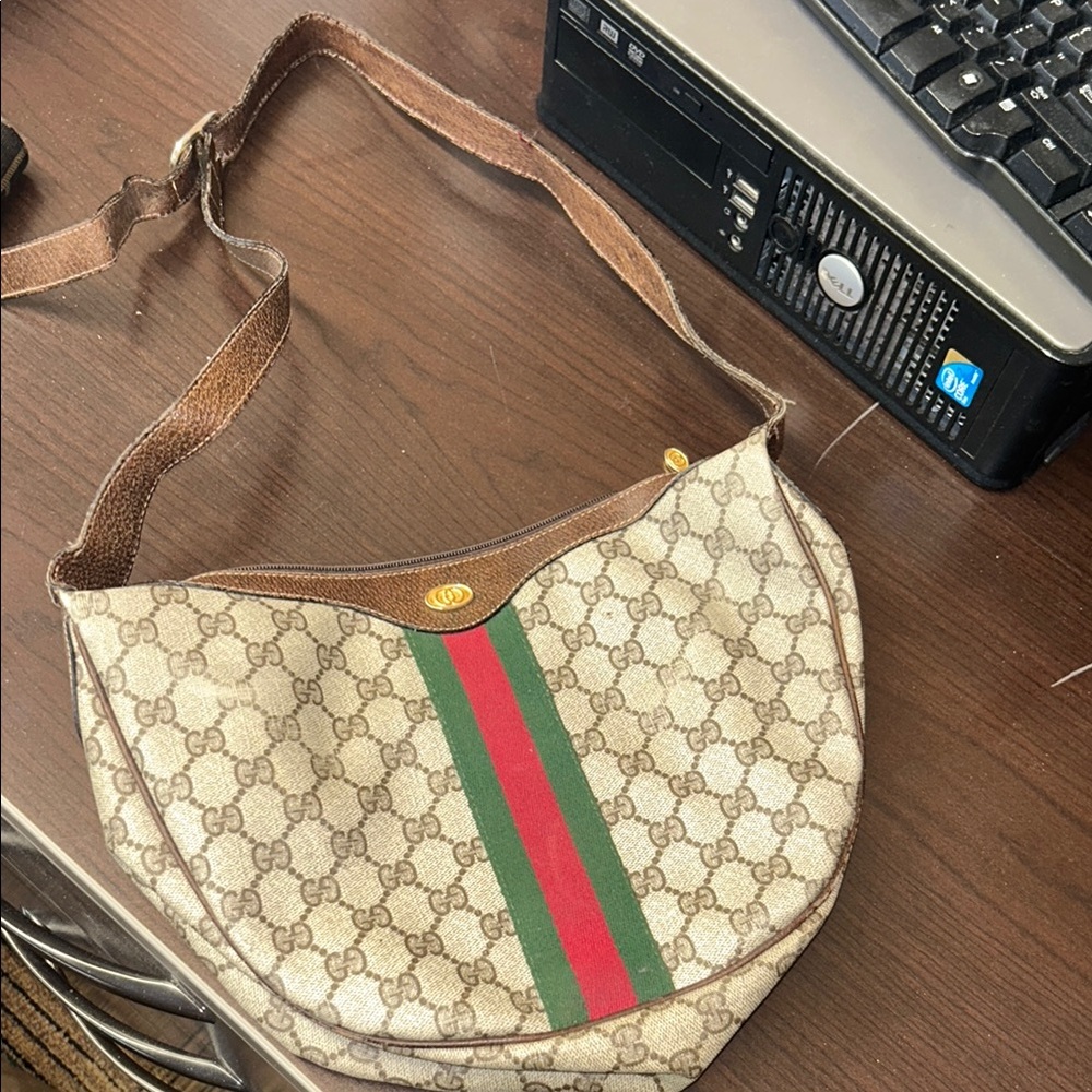 Gucci Beige and Brown Shoulder Bag